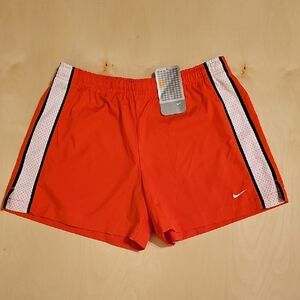 Nike Red Sports Shorts with White and Black Stripes